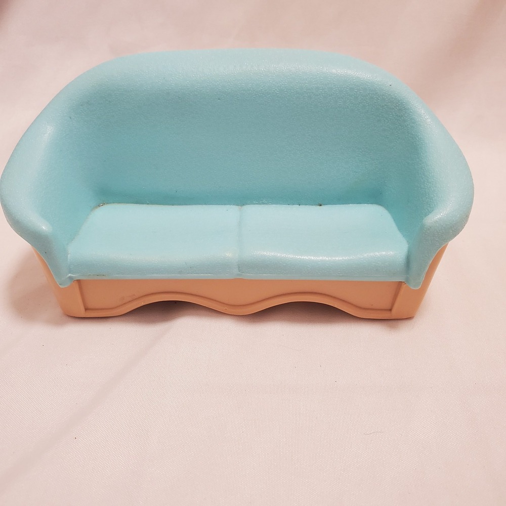 Fisher-Price Loving Family Dollhouse Furniture Aqua Blue Living Room Sofa Couch
